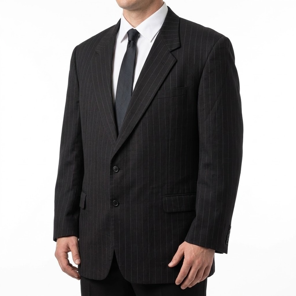 VTG Monsieur Givenchy Suit Jacket Men's Pinstripe Super 100s Luxury Wool Fabric